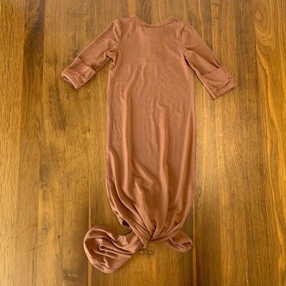 MEBIE BABY 0-3M Brown Infant Knotted Gown 0-3 Bamboo Sleeper Swaddle Nightgown - Picture 2 of 9